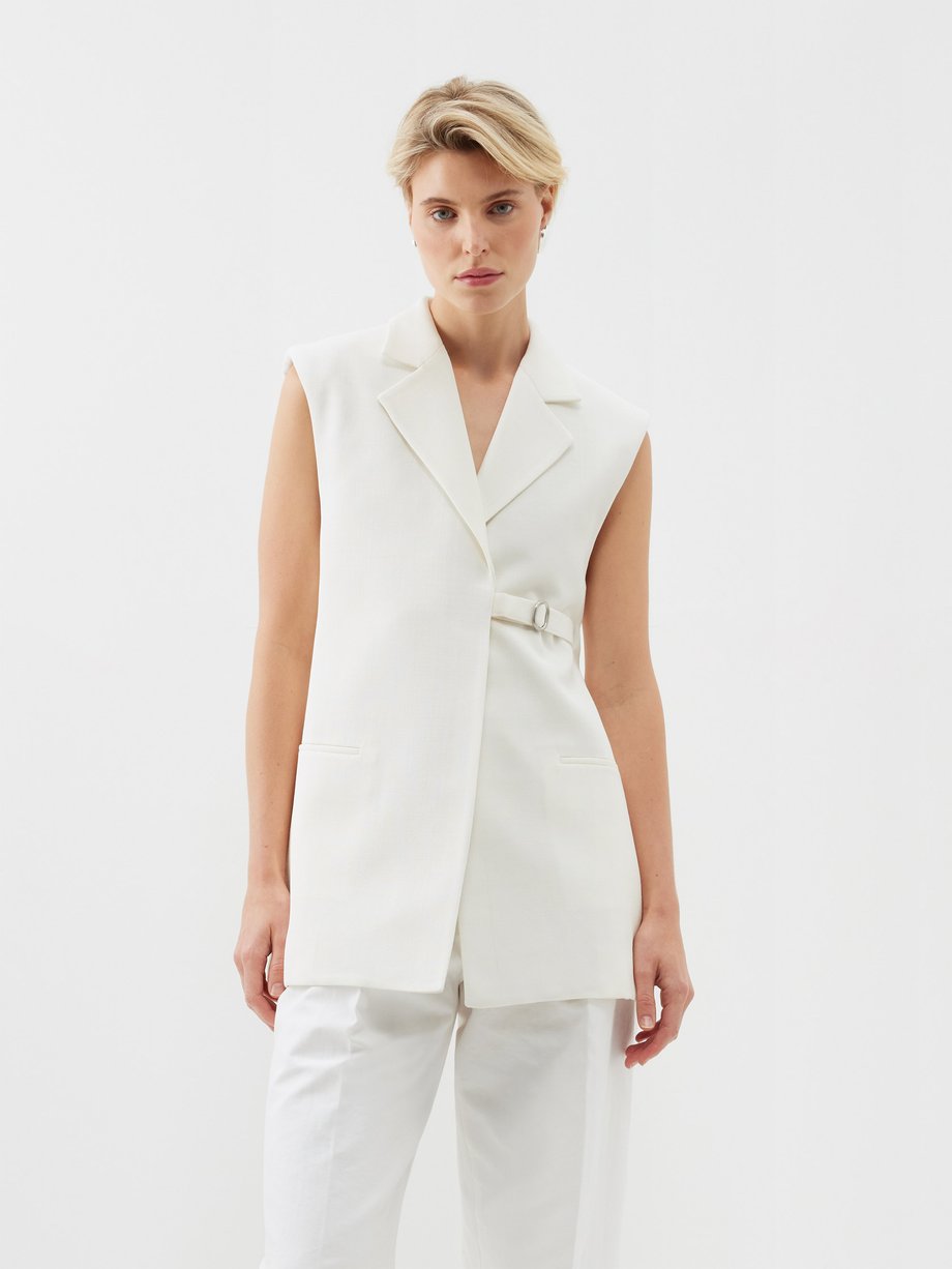 Jil Sander button-fastening tailored crepe vest - White