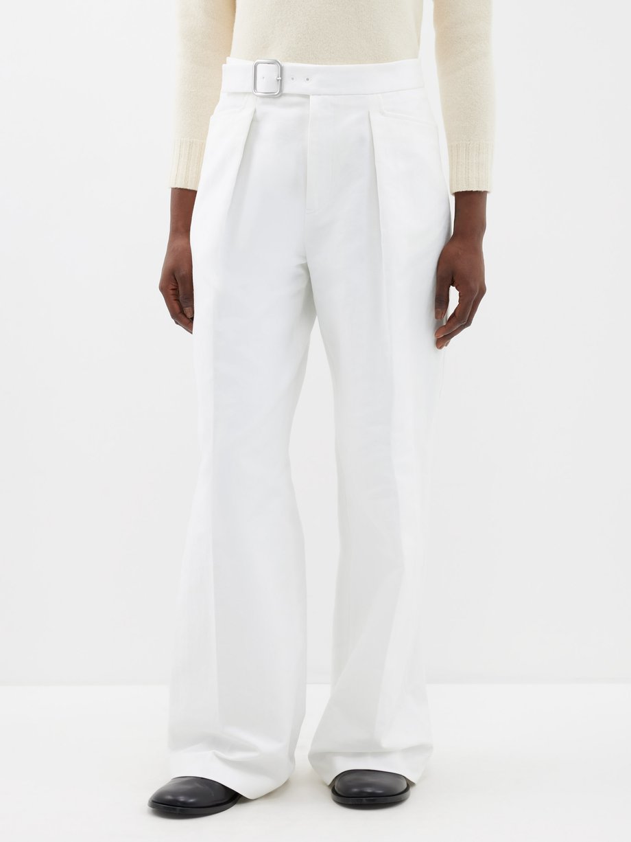White High-rise cotton-twill wide-leg trousers | Jil Sander | MATCHES UK