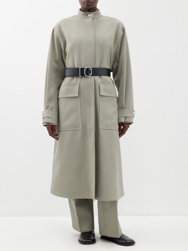 Jil Sander Stand-collar belted wool-twill coat