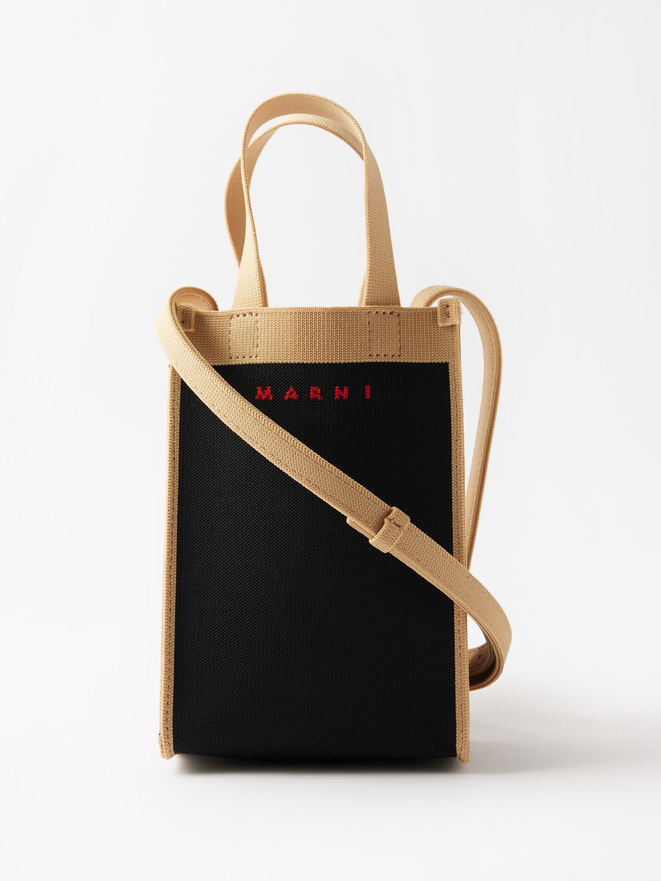Black Mini bi-colour canvas cross-body bag, Marni