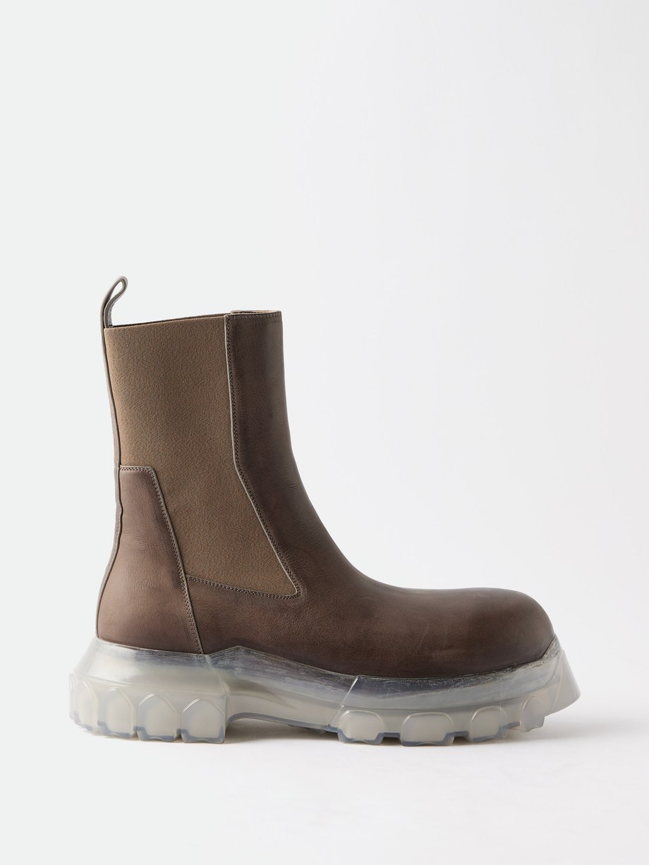 Black Bozo Tractor leather boots | Rick Owens | MATCHES UK