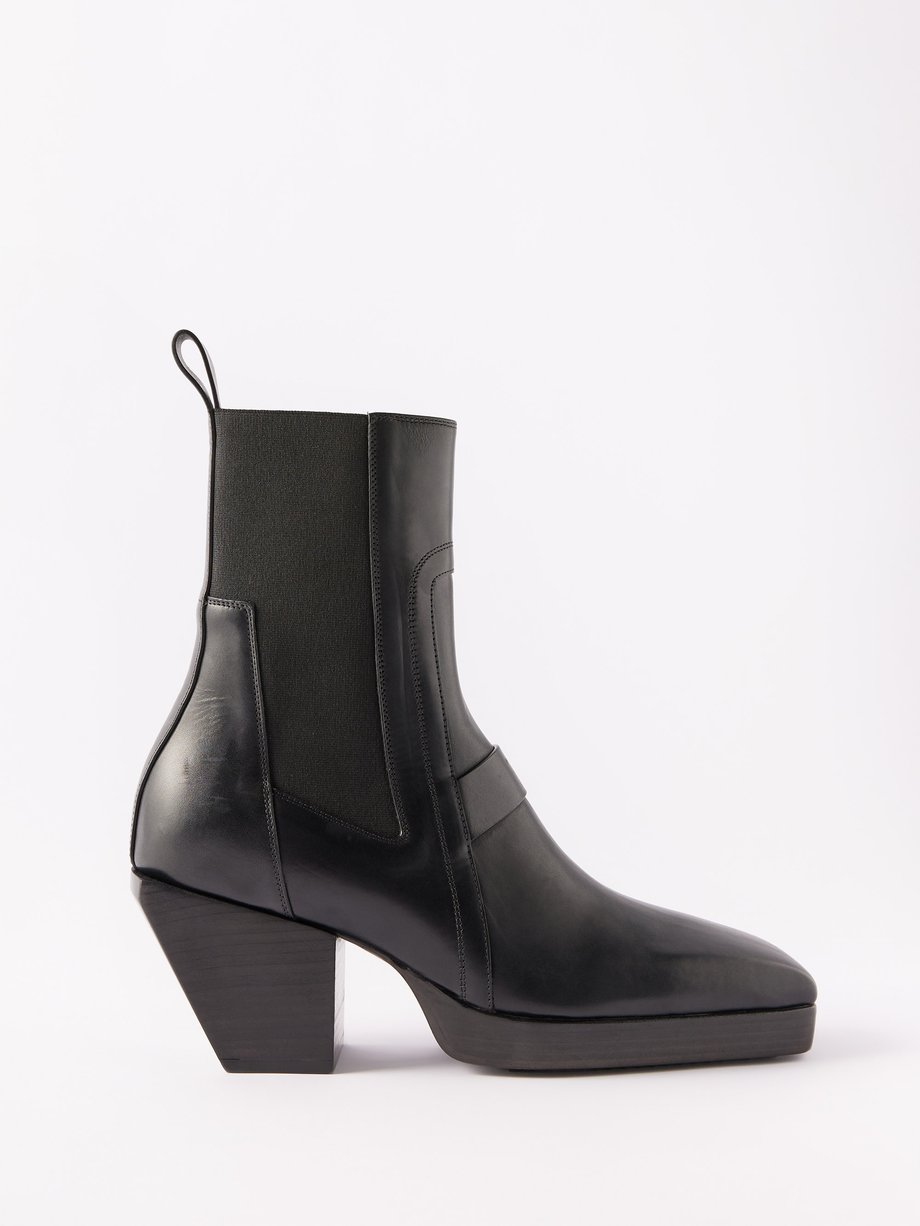 Black Sliver leather Chelsea boots | Rick Owens | MATCHES UK