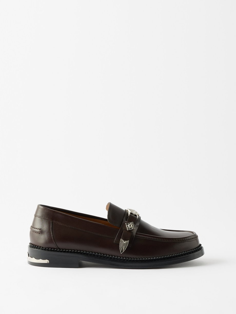 Brown Polido metal-insert leather loafers | Toga Virilis