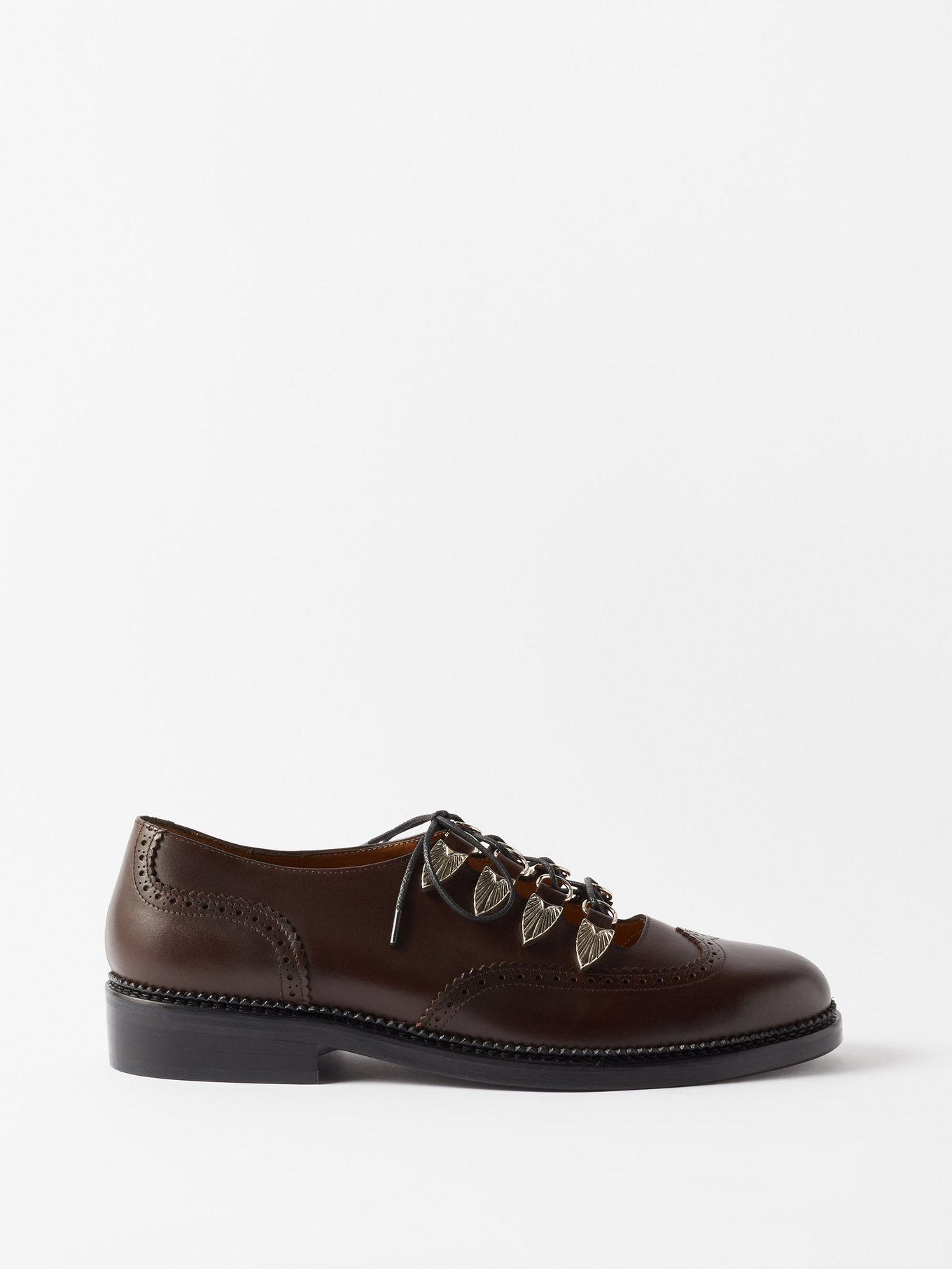 Brown Lace-up perforated-leather Derby shoes | Toga Virilis