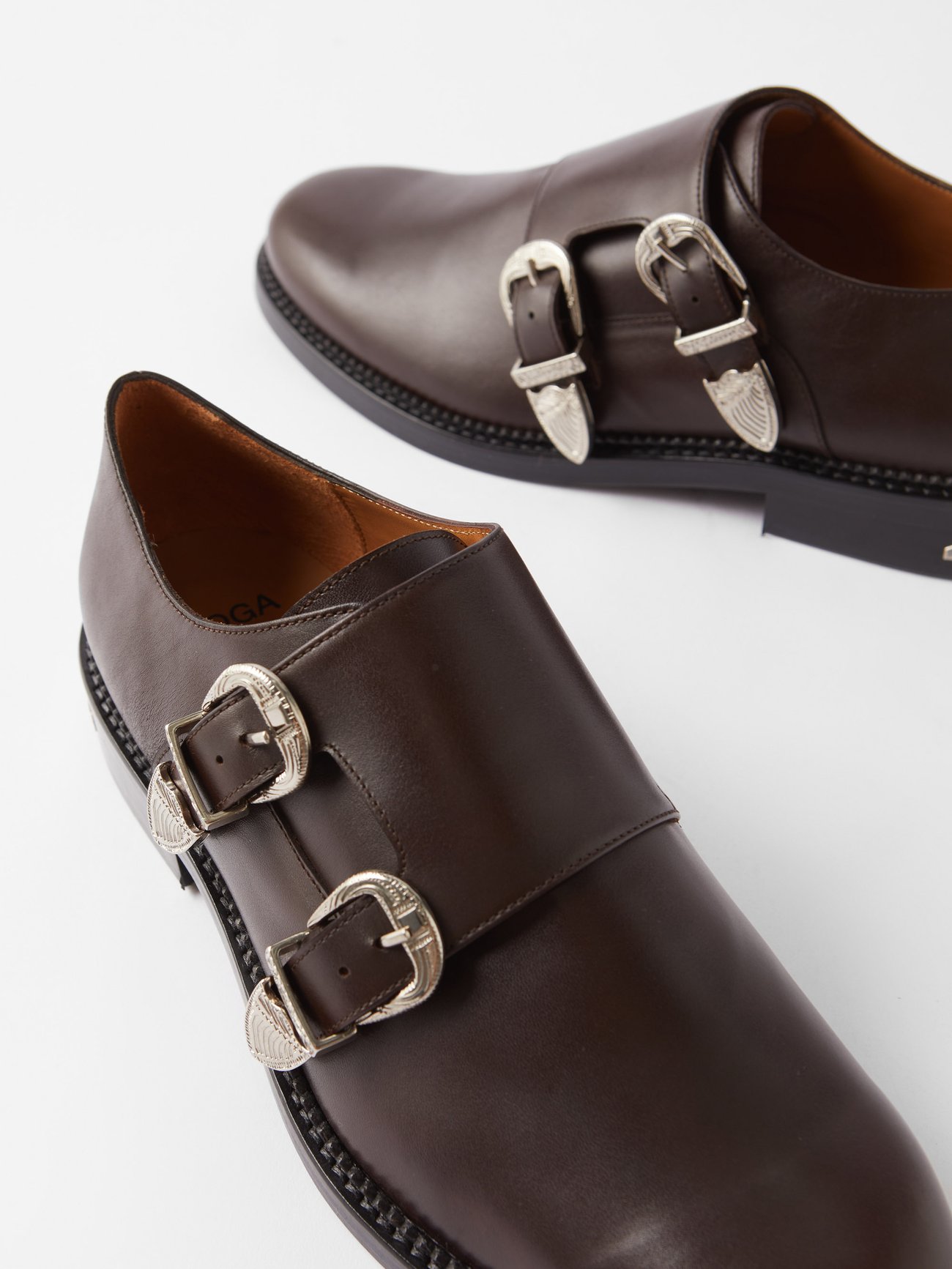 Concho-embellished leather monk shoes