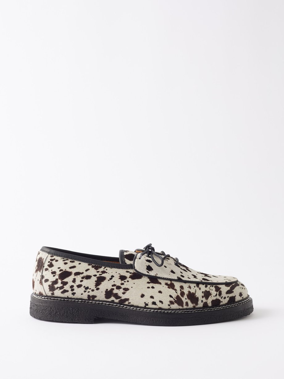 White Olivier printed calf-hair loafers | Jacques Solovière | MATCHES UK