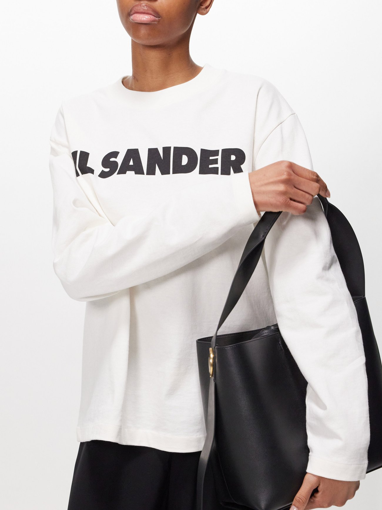 White Logo-print cotton-jersey long-sleeved T-shirt | Jil Sander