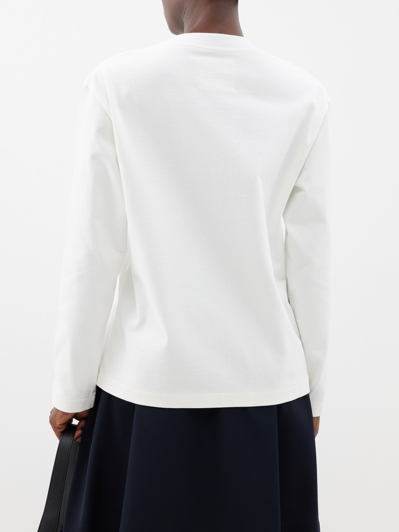 White Logo-print cotton-jersey long-sleeved T-shirt | Jil Sander