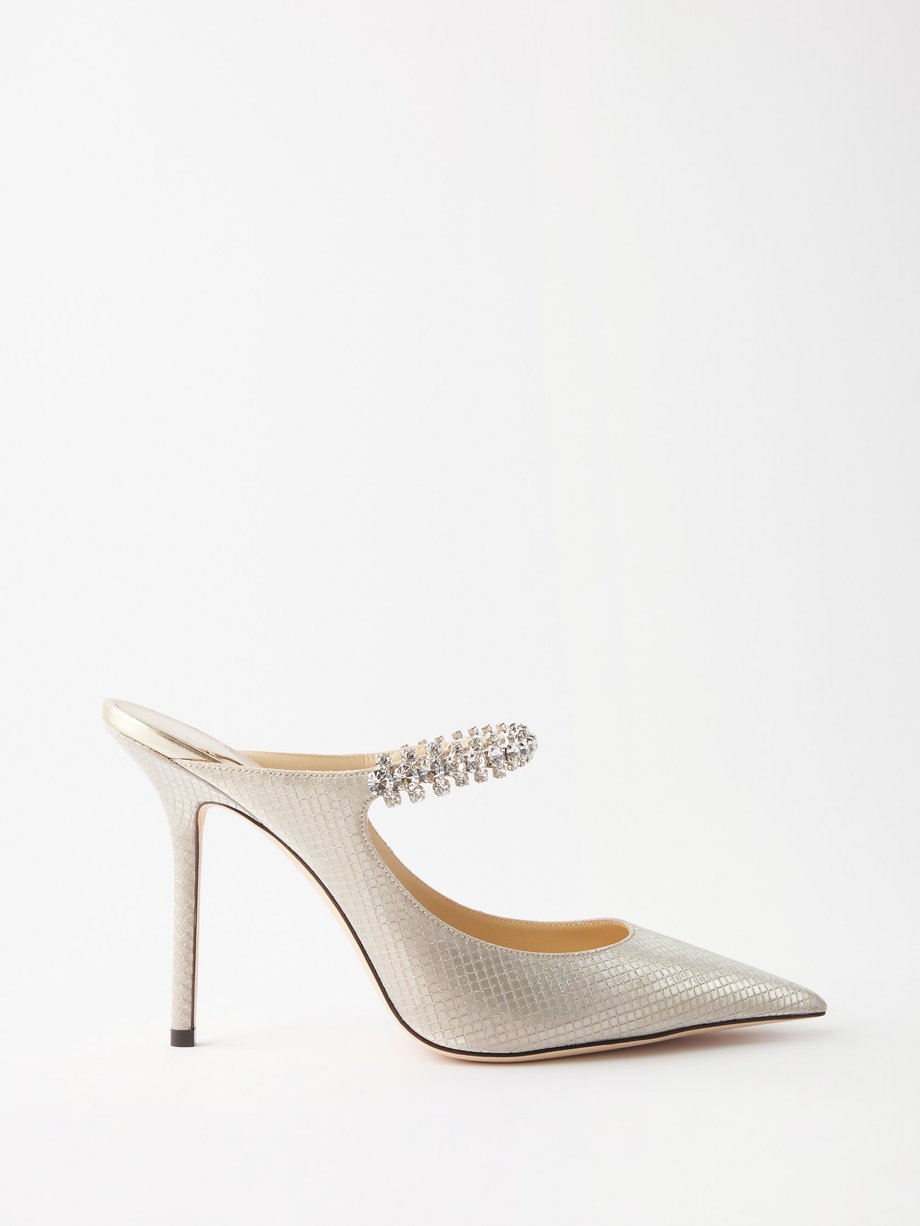 Gold Bing 100 crystal-embellished satin mules | Jimmy Choo ...