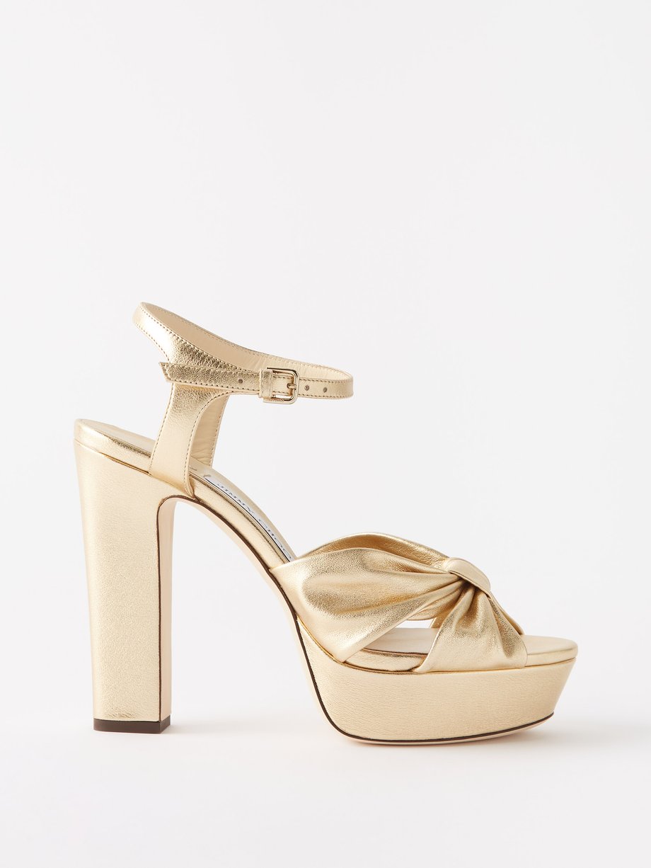 Gold Heloise 120 metallic-leather platform sandals | Jimmy Choo ...