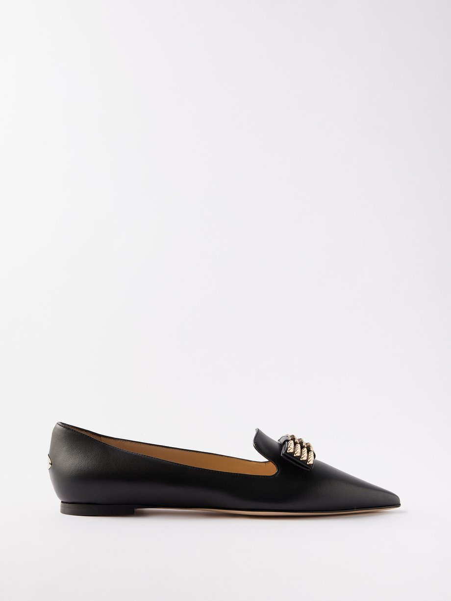 Gala studded-bow leather point-toe flats video