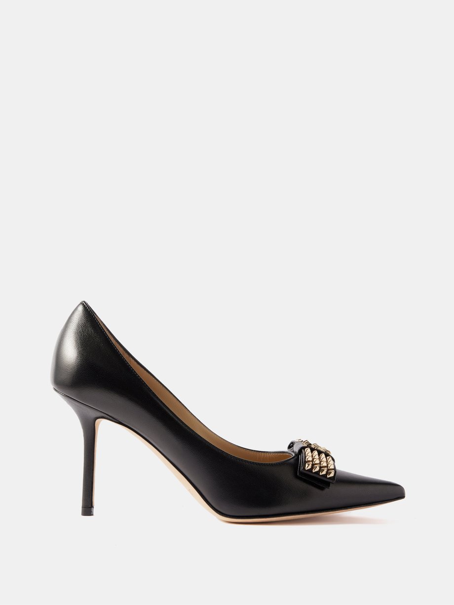 Black Love 85 studded-bow leather pumps | Jimmy Choo | MATCHES UK