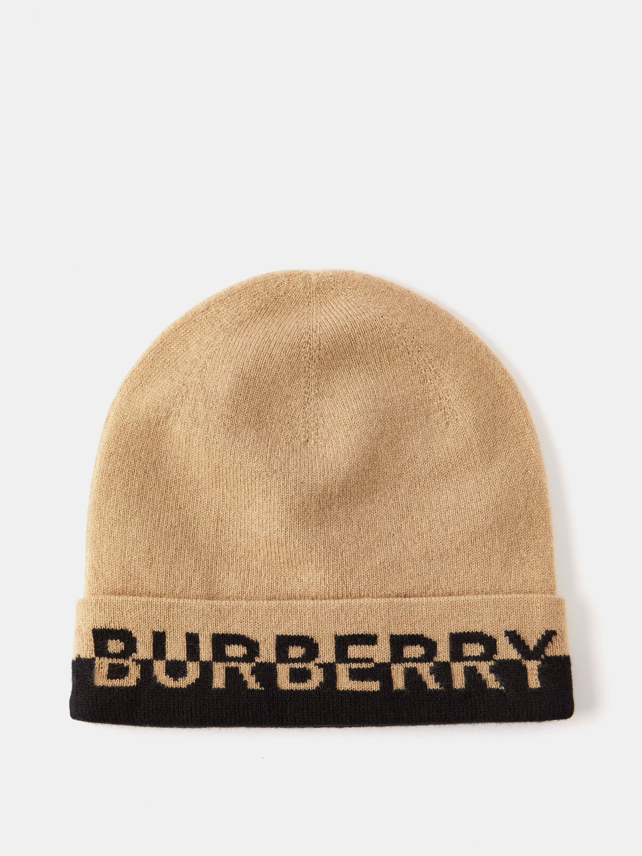 Burberry Logo Graphic Cashmere Blend Beanie toque winter hat beige