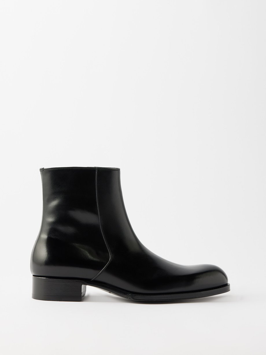 Black Polished-leather ankle boots | Tom Ford | MATCHES UK