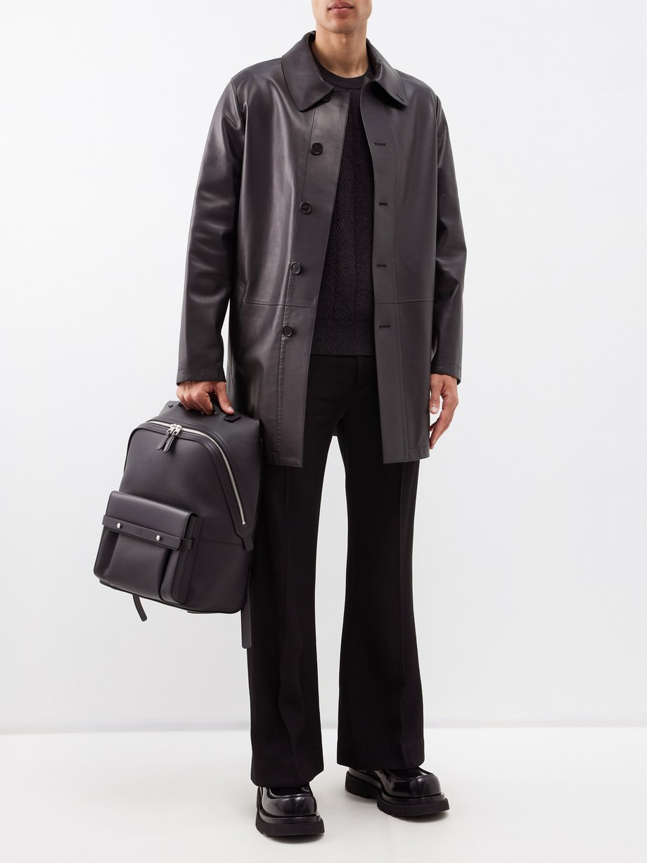 Black Leather overcoat | Dunhill | MATCHESFASHION UK