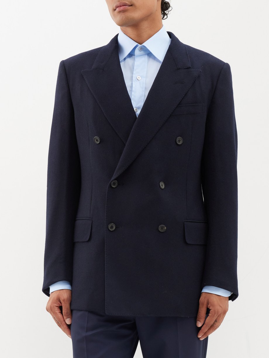 Navy Double-breasted wool-blend blazer | Dunhill | MATCHES UK