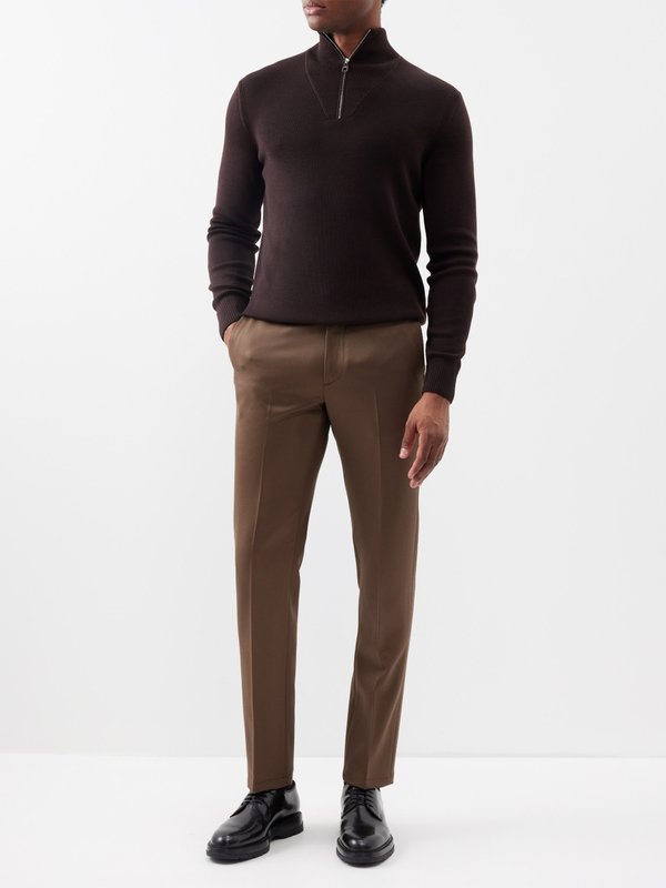 Dunhill Flat-front wool-twill chinos