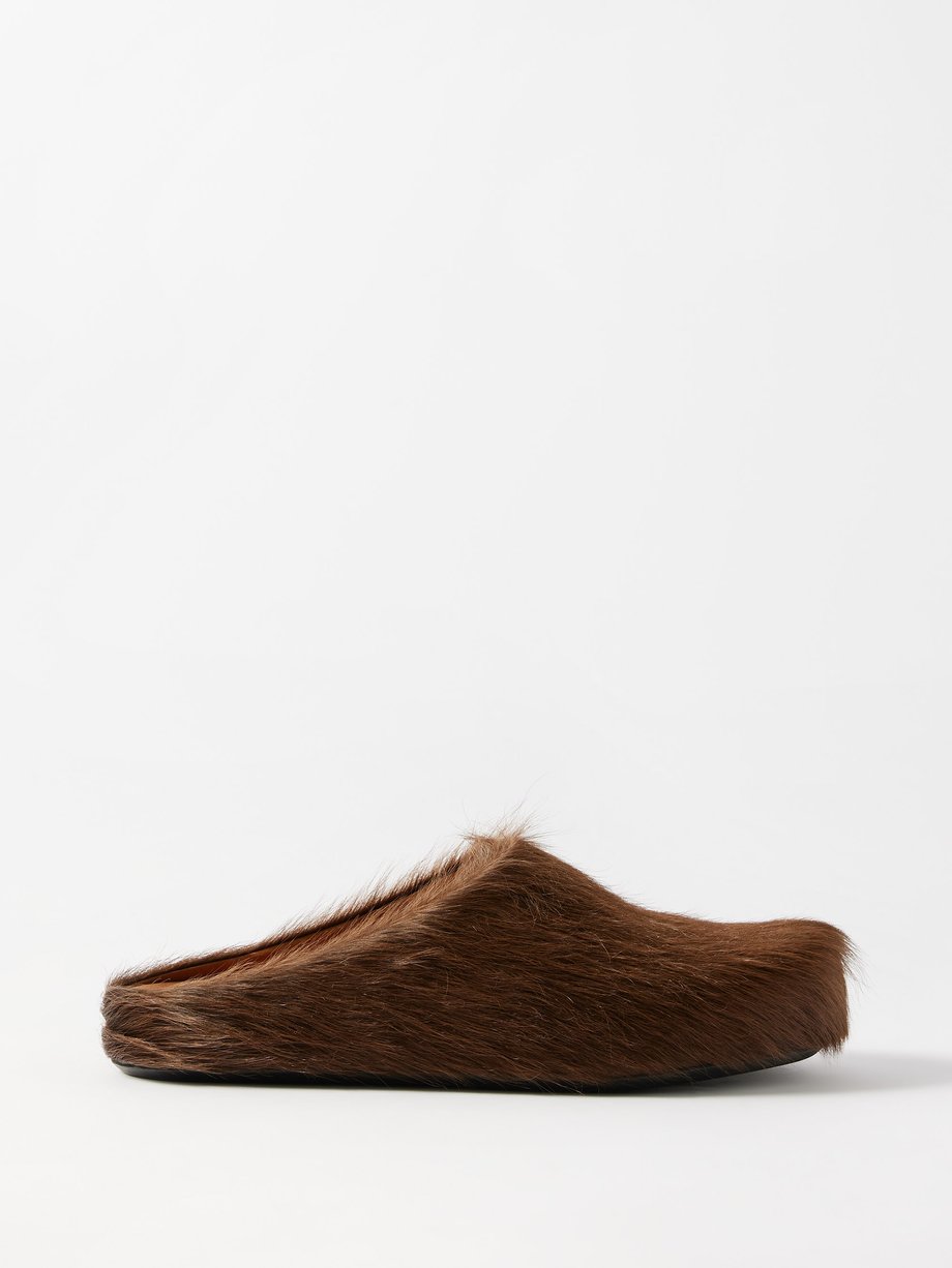 Marni Brown Fussbett calf-hair mules | 매치스패션, 모던 럭셔리 온라인 쇼핑