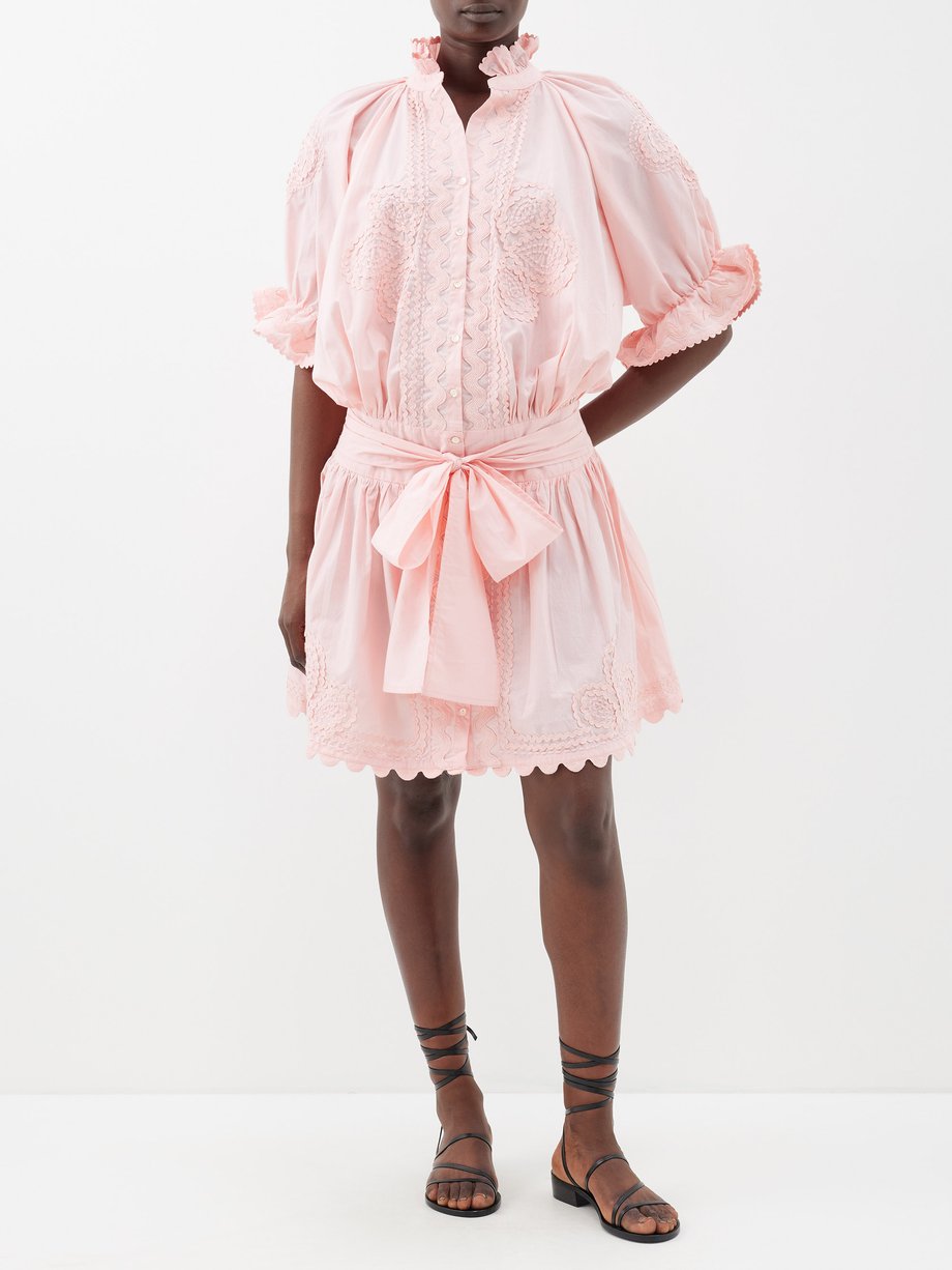 Pink Scalloped cotton-poplin shirt dress | Juliet Dunn | MATCHES UK