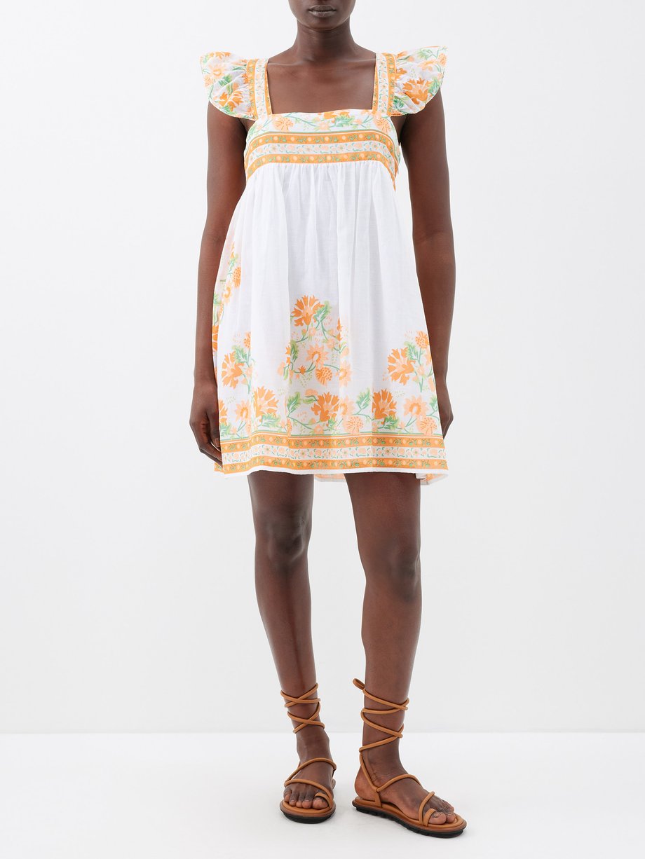 White Floral-print cotton mini dress | Juliet Dunn | MATCHES UK