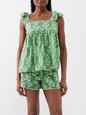 Paz floral print cotton-poplin pajama set