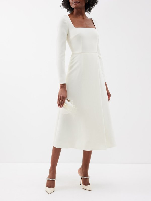 White Glen square-neckline crepe midi dress | Emilia Wickstead | MATCHES UK