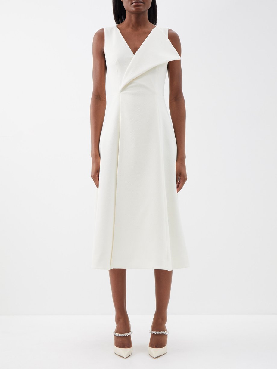 White Bibba textured-crepe midi dress | Emilia Wickstead | MATCHES UK
