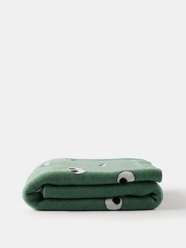 Green All Over Eyes-intarsia wool blanket | Anya Hindmarch