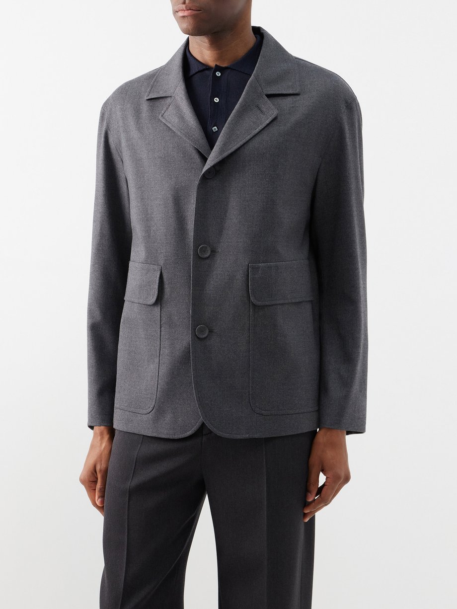 Grey Single-breasted wool-blend blazer | Lardini | MATCHESFASHION US