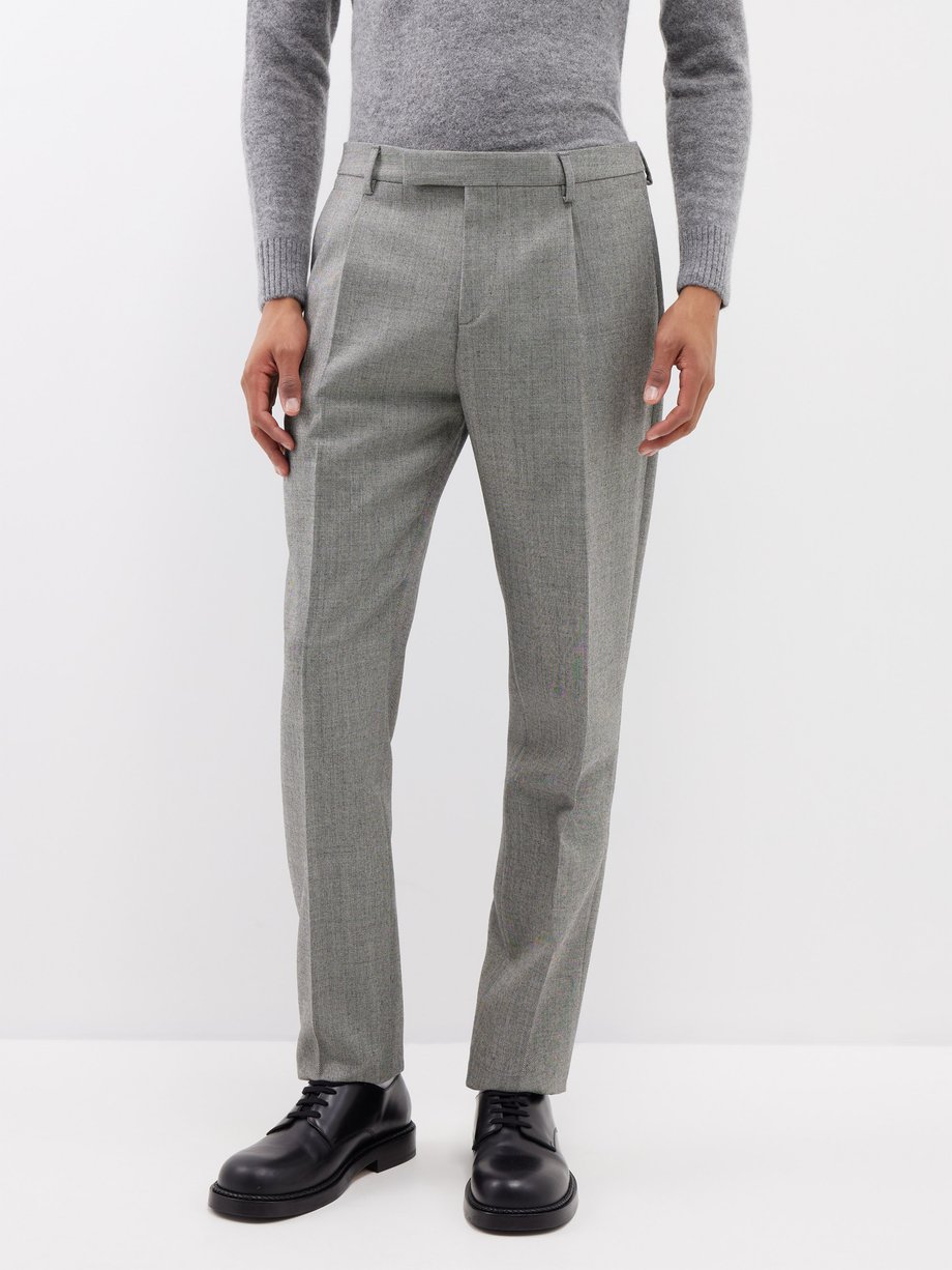 Grey Single-pleat wool tailored trousers | Lardini | MATCHES UK