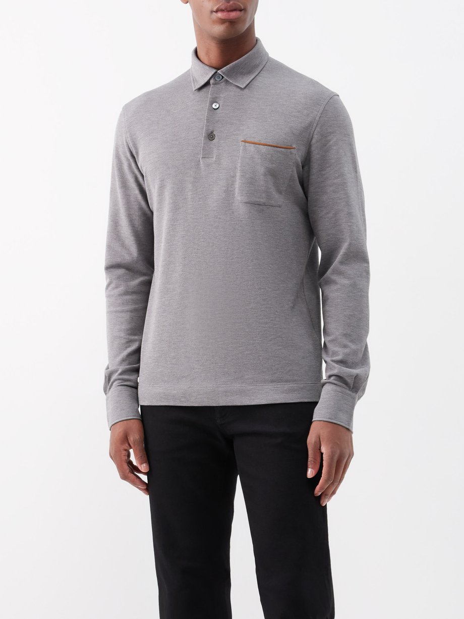Grey Patch-pocket cotton polo shirt | ZEGNA | MATCHESFASHION UK