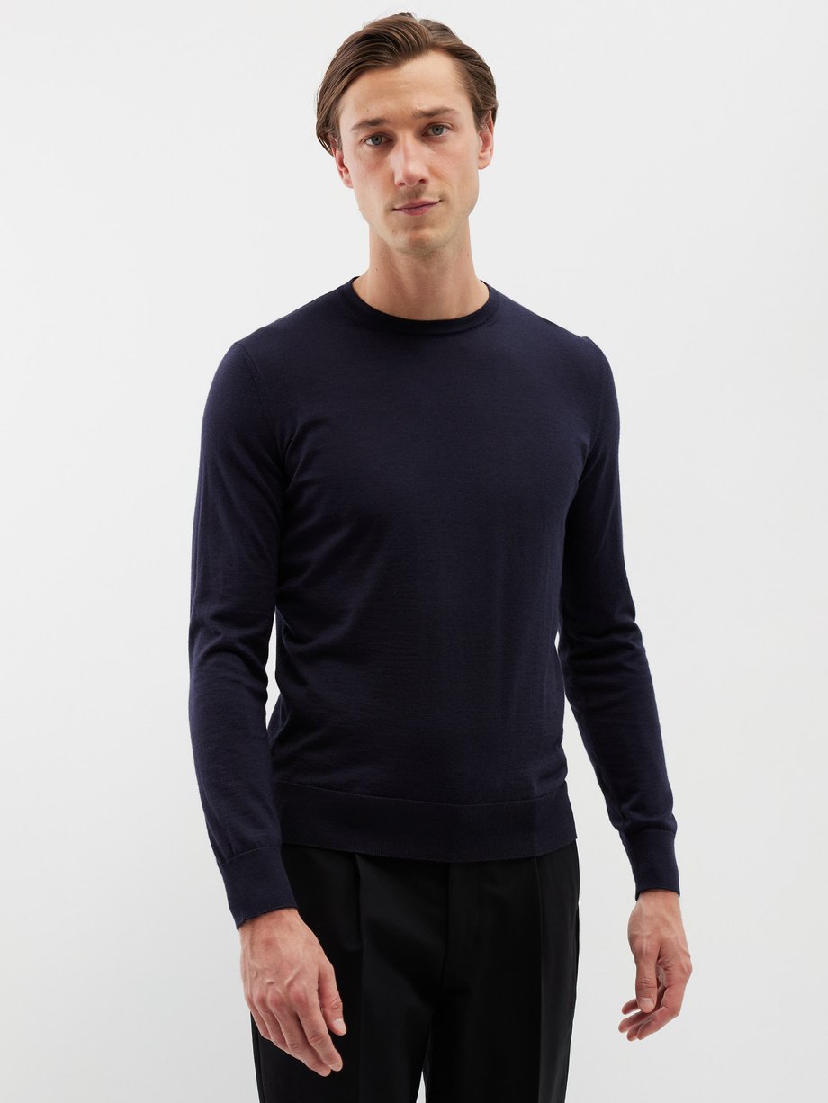 Navy Cashmere-blend sweater | ZEGNA | MATCHESFASHION UK