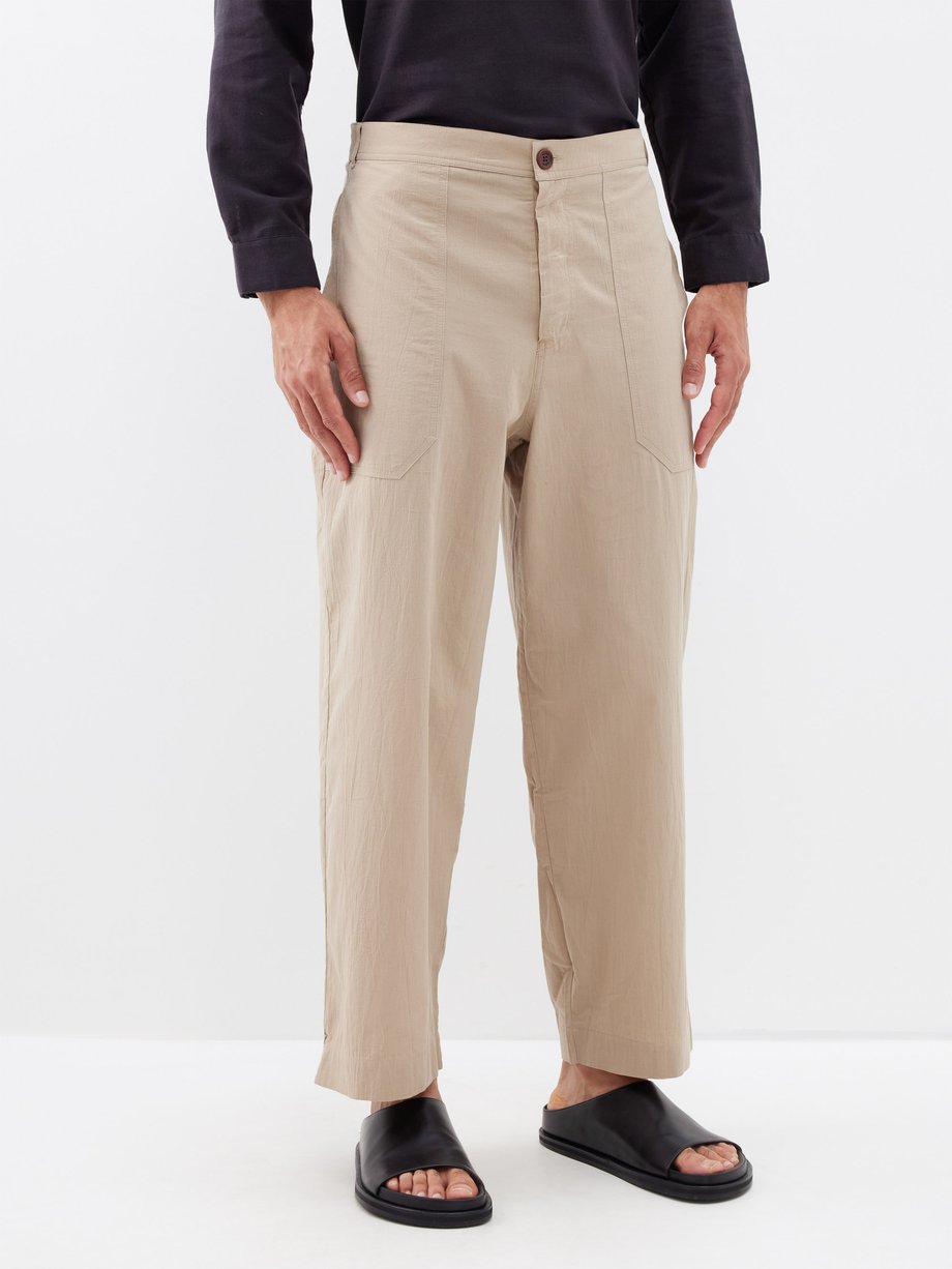 Beige El Pepe straight-leg organic-cotton trousers | Marané | MATCHES UK