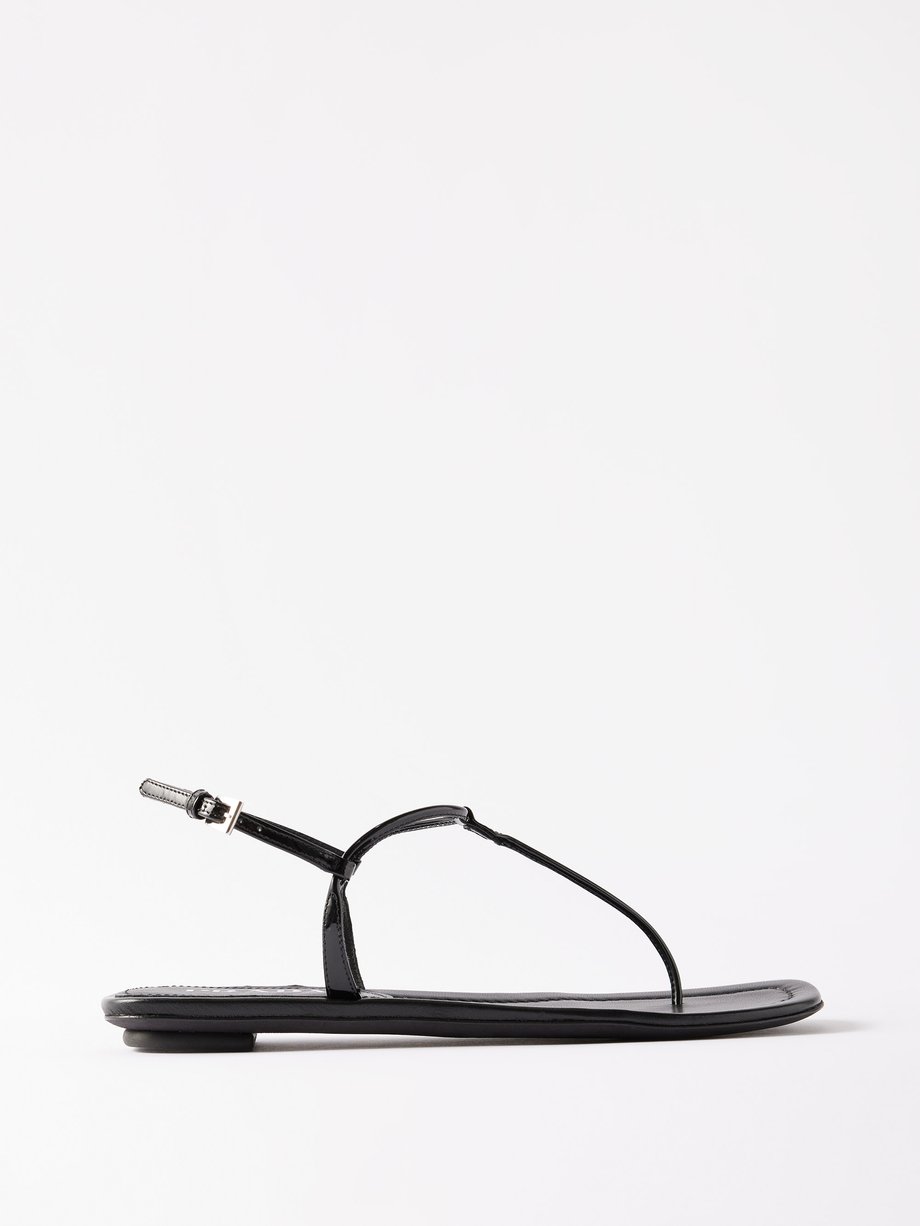 Black Toe-post leather sandals | Prada | MATCHES UK