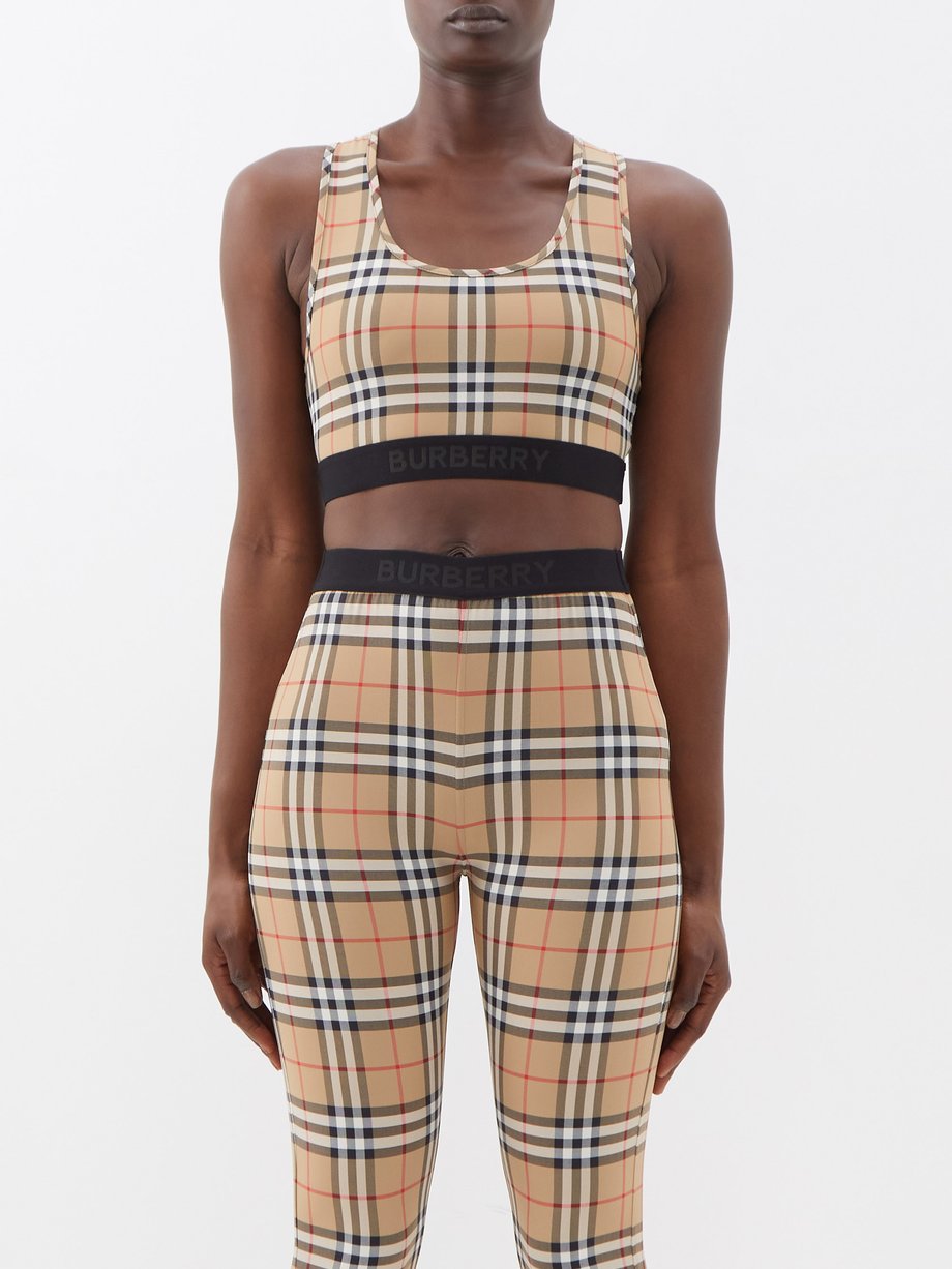 Beige Archive check sports bra | Burberry | MATCHES UK
