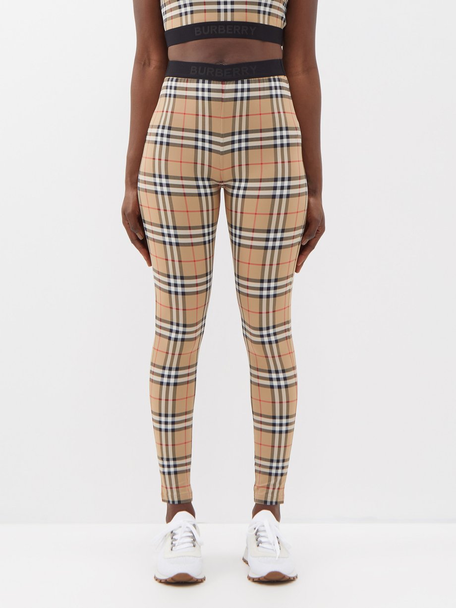 Beige Archive check jersey leggings, Burberry