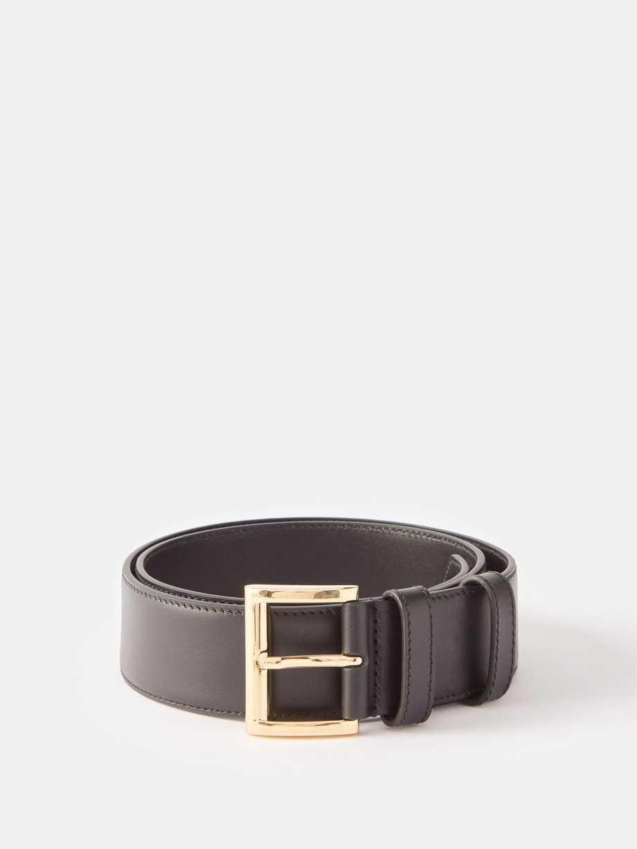 Black Triangle logo-plaque leather belt | Prada | MATCHES UK