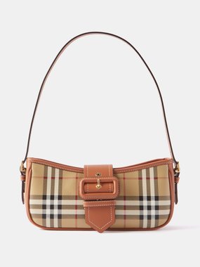 Burberry Sling check-canvas leather-trim shoulder bag
