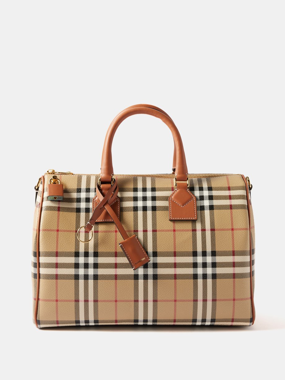 Beige Check coated-canvas bowling bag | Burberry | MATCHESFASHION UK