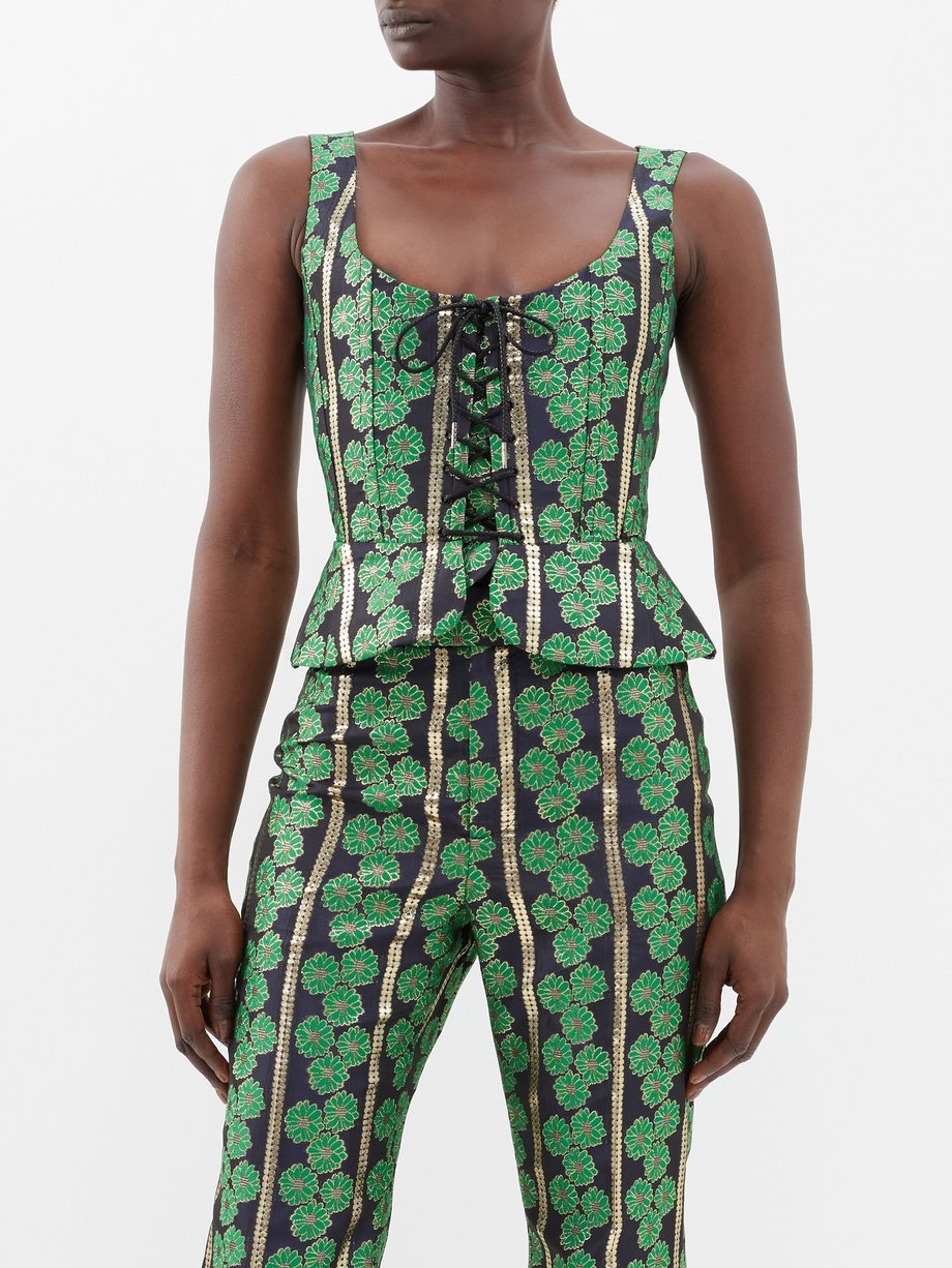Jacquard Tie Waist Bustier Top curated on LTK