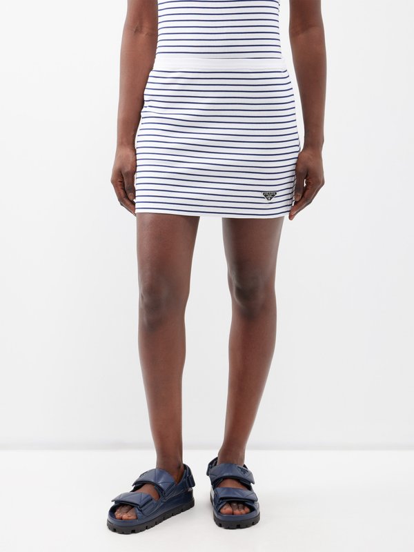 Prada Striped cotton-jersey mini skirt