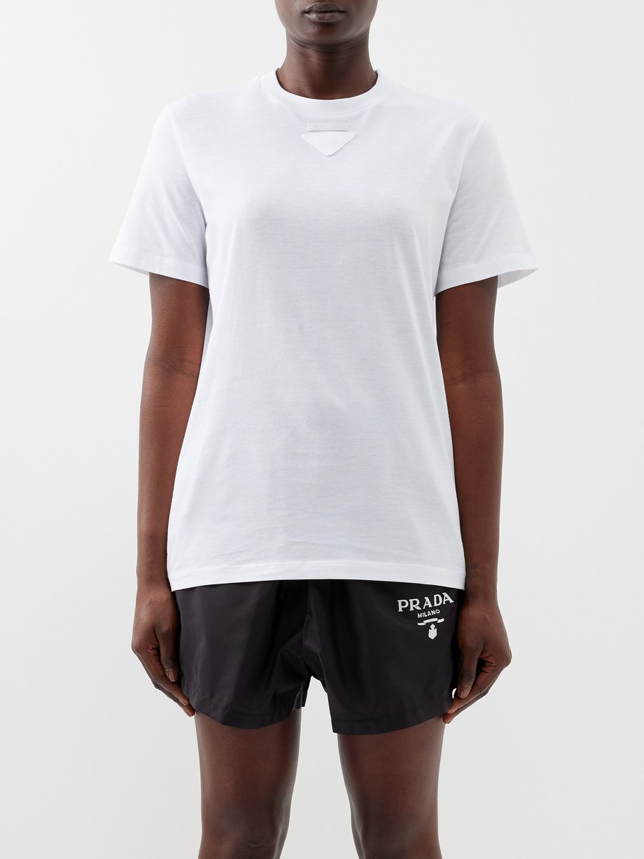 White Triangle-patch cotton-jersey T-shirt | Prada | MATCHESFASHION UK
