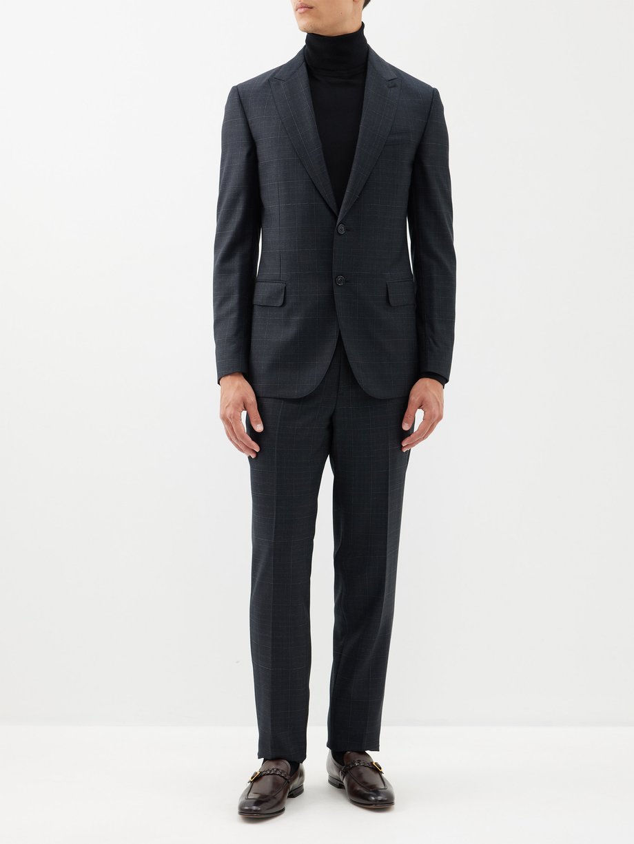 Black Checked wool suit | Brioni | MATCHES US