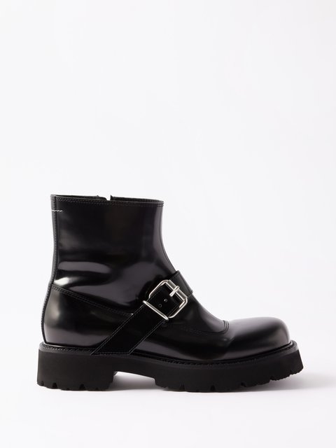 Faux leather sales biker boots