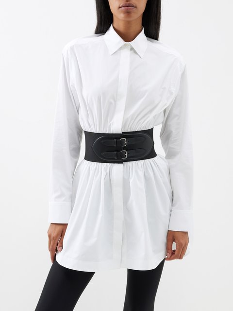 White Archetypes belted cotton-poplin shirt, ALAÏA
