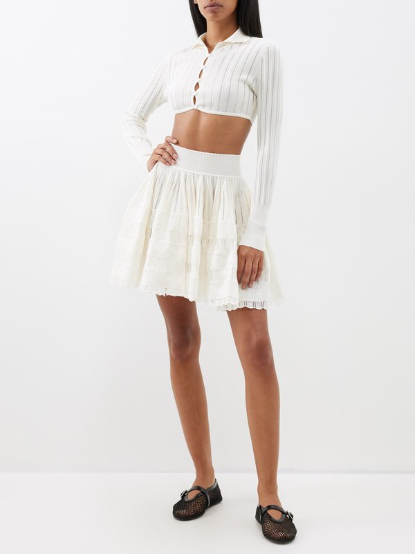 ALAÏA Archetypes high-rise knitted crinoline mini skirt