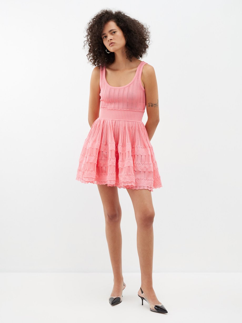 Pink Archetypes knitted crinoline mini dress | ALAÏA | MATCHES UK