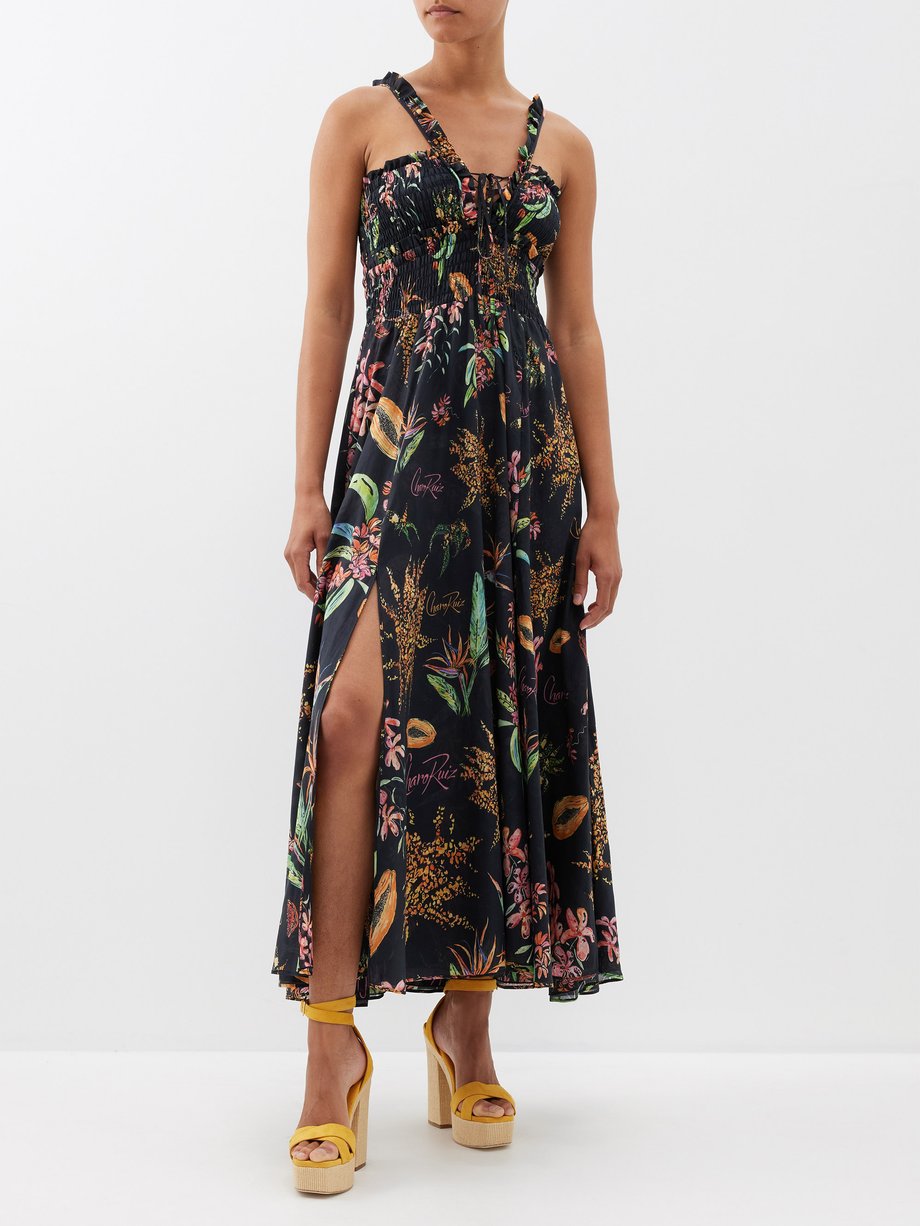 Black Coa floral-print cotton-blend maxi dress | Charo Ruiz ...