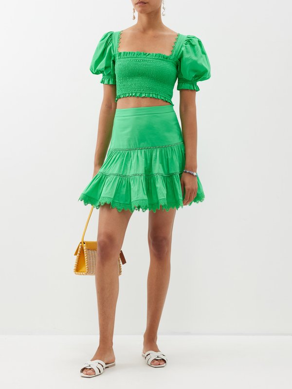 Charo Ruiz Argy lace-trim cotton mini skirt