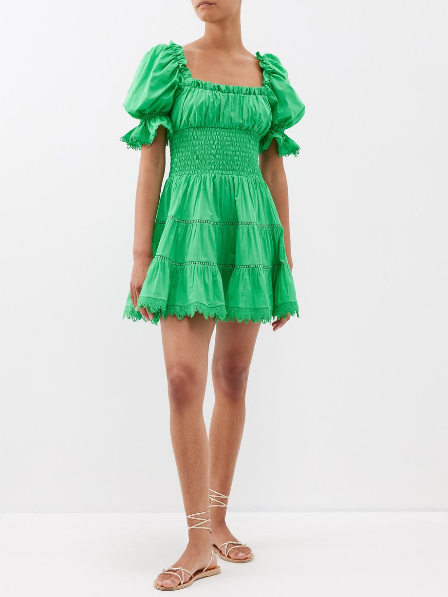 Green Guilia puff-sleeve cotton-poplin mini dress | Charo Ruiz | MATCHES UK